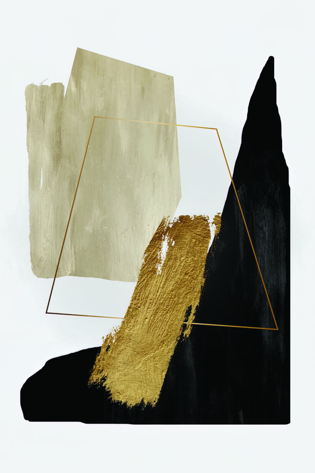 Quadro Decorativo Abstrato Dourado com Preto